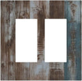 Vintage Blue Brown Wood Grain Decorative Outlet Covers 2 Gang Double Gfci Rocker Electrical Wall Panels Light Switch Cover Plate for Bedroom Farmhouse Decor