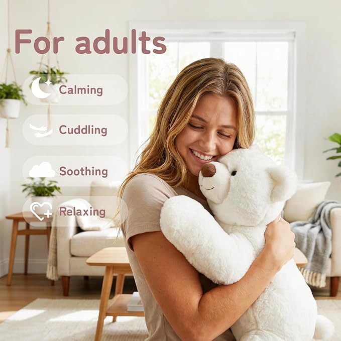 Niuniu Daddy Weighted Polar Bear Stuffed Animals for Kids & Adults, 24" | 5lb Large Weighted Plushies Pillow for Sleeping and Calming, Cute Lying Plush Toy Huggable Gift for Everyday Comfort