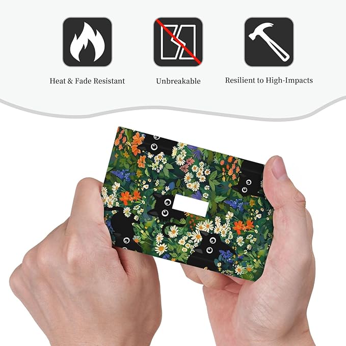 Boho Cute Black Cats Decorative Light Switch Cover 1-Gang Cartoon Kids Girl Green Floral Flowers Aesthetic Animal Single Toggle Wall Plate Electrical Device Outlet Switch Faceplate Cover Jumbo Size