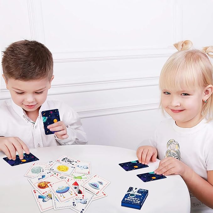 Card Games, Crazy 8s Card Game, Space Playing Cards for Kids, Fun Classic Interactive Games for Kids Toddlers Adults, Perfect for Stocking Stuffers Gifts, Family Game Night Party Table Games