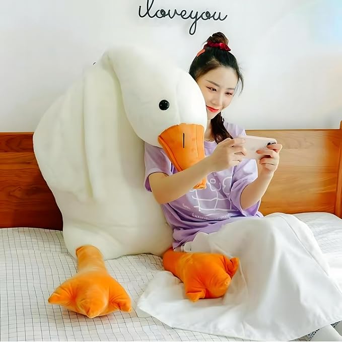 Ryttir Giant Goose Plush - 51" Extra Soft Goose Stuffed Animal Hugging Pillow with Rotund Belly,Safety Nursery Decor & Sensory Comfort Toy,Cuddle Companion for Age 0+(Birthday Gender Neutral Gift)