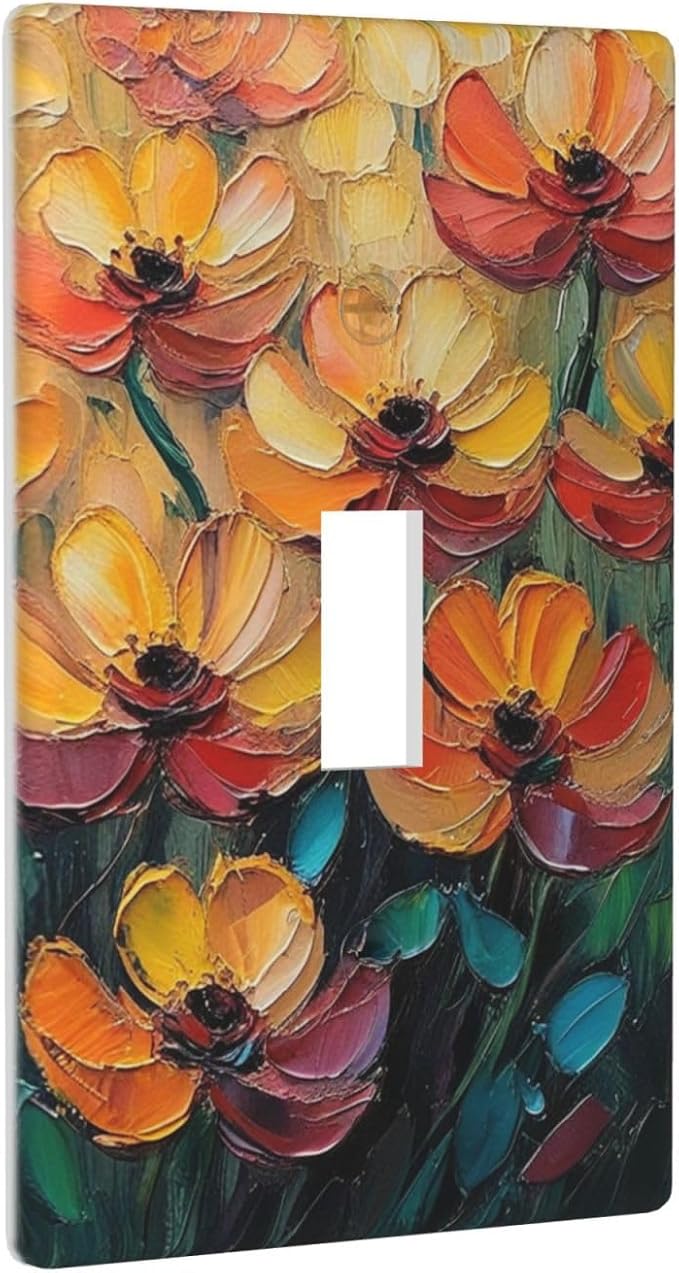 Decorative Art Light Switch Covers Color Flower Blaze Single Toggle Wall Plate Decorative Switchcover Electrical Switchplate for Home Decor