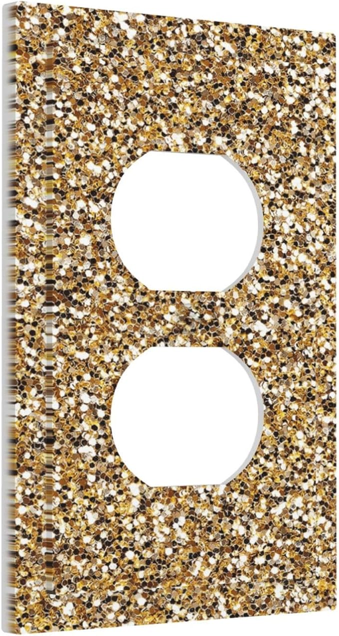 Outlet Covers Gold Glitter Sequins 1 Gang Duplex Light Switch Cover Plate Decorative Switch Plate Covers Electrical Socket Cover for Bedroom Cabin Decor