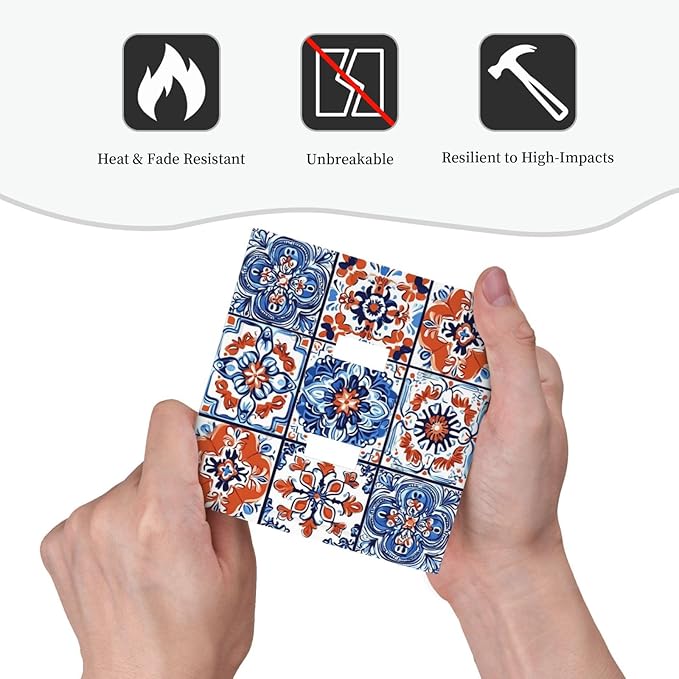Decorative Switch Plates Colorful Talavera Mexican Tile 2 Gang Double Toggle Outlet Light Switch Cover Wall Plate Electrical Faceplate For Bathroom Kitchen Decor