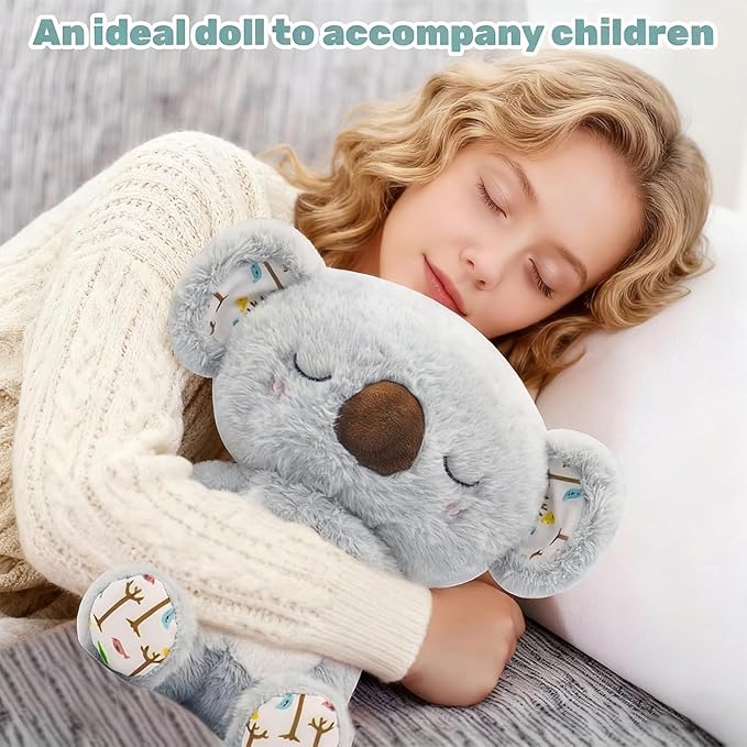 rytopt Breathing Stuffed Animal, No Breathing Movement in Its Abdomen, Koala Stuffed Animal, 4 Gear Adjustment, Volume Control, with Music & Lights ﻿