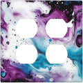 Outlet Covers Purple Blue Swirl Marble Tiles 2 Gang Double Duplex Decorative Light Switch Covers Electrical Wallplates Socket Faceplate For Bed Room Living Room Decor