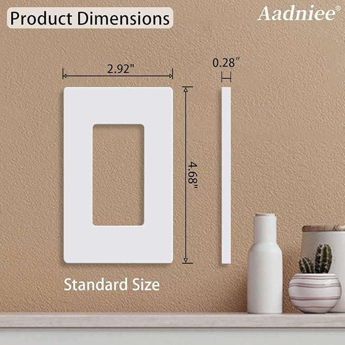 1-Gang Screwless Decorator Wall Plates, Decorative Outlet Covers, Standard Size 2.92" x 4.68" Switch Plate for Decor Dimmer, GFCI, USB Receptacle (10 Pack, Gloss White)