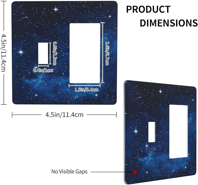 Light Switch Cover Plate Galaxy Starry Sky Universe Sparkle Stars 2 Gang Toggle Rocker Combo Wall Plates Decorative Switch Plates and Outlet Covers Socket Cover for Bathroom Bedroom Decor