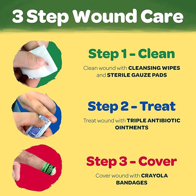 Crayola First Aid Kit, 30 Pieces | First Aid Kit for Kids & Adults, Travel-Friendly Compact for Home, Car, Camping, and Traveling