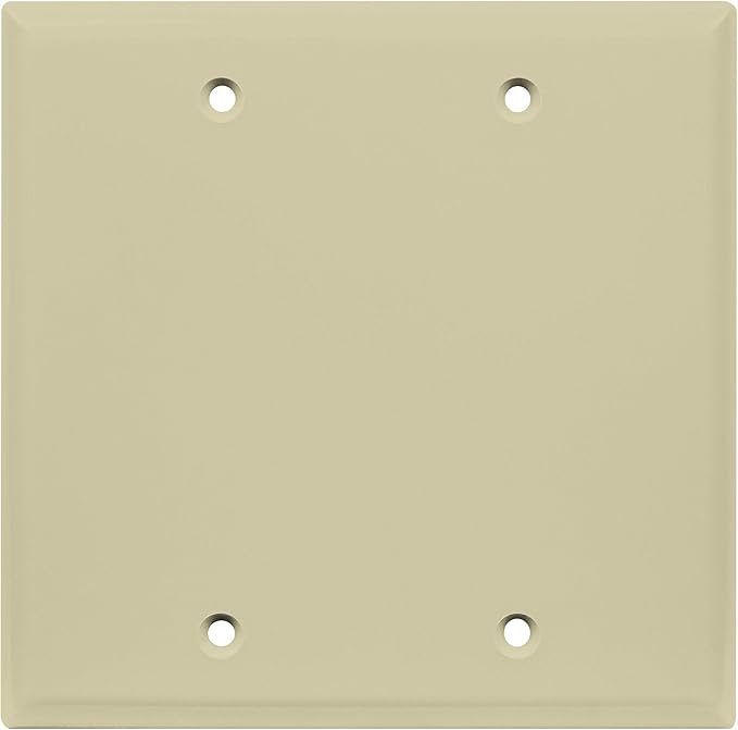 ENERLITES Double Blank Device Wall Plate, Gloss Finish, Standard Size 2-Gang 4.50" x 4.57", Polycarbonate Thermoplastic, 8802-I, Ivory