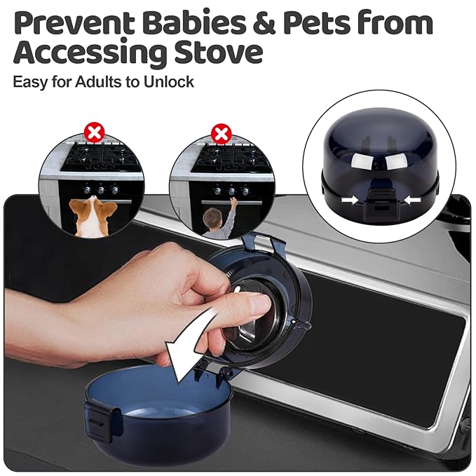 6PCS Baby Child Proof Stove Knob Safety Covers, Gas Stove Knob Locks Covers, Oven Knob Covers for Child Safety, Knob Locks Covers for Stove Handle Oven Gas Burners for Kids and Pets(L)