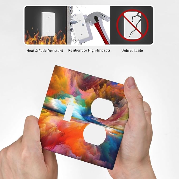 Decorative Outlet Covers Colorful Sunset Watercolor Clouds 2 Gang Wall Plate Single Toggle Duplex Light Switch Cover Switch Plate Covers Faceplate for Bedroom Home Decor