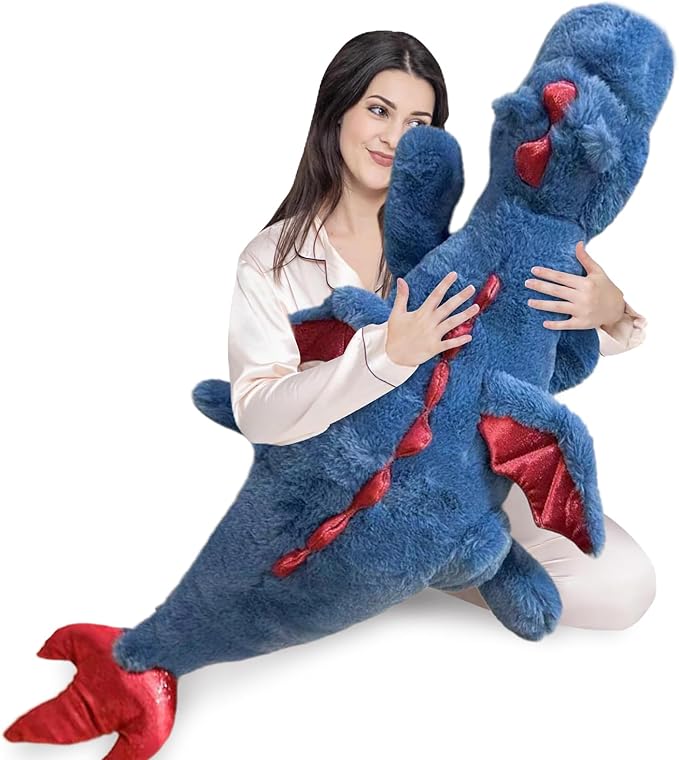Pterosaur Stuffed Animal with Wings - Cute Soft Dinosaurs Plush Toys Little Flying Dragon Plushies Pillow Doll Christmas Birthday Gifts for Kids Boys Girls (Blue,59.05inch/150cm)