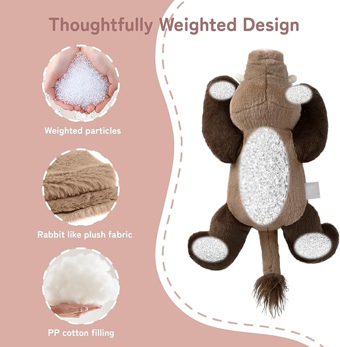 Niuniu Daddy Weighted Wild Boar Stuffed Animal for Kids & Adults, 20 Inch 3.3lb Large Plush Toy with Soft Fur, Weighted Plushies Pillow for Sensory Calm, Huggable Gift for Everyday Comfort