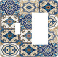 Outlet Covers Mandala Decorative Tile Talavera Moroccan Tiles 1 Toggle 1 Rocker Combination Decorative Wall Plate Light Switch Cover Plate Electrical Switch Plates for Bedroom living Room