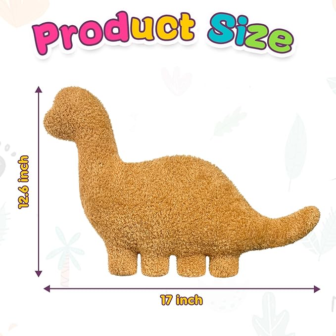 Andywoo Dino Chicken Plush Nuggets Pillow for Funny Birthday Gifts, Cute Funny Stuffed Animals Toy for Boy and Girl, Dinosaur Gifts for Kids Teens and Adults (Brachiosaurus, Small)