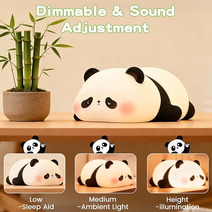 FAMIDUO Cute Panda Night Light for Kids, LED Panda Lamp, Food Grade Silicone Novelty Animal Night Lamp,Dimmable Nursery Squishy Nightlight, Cool Gifts for Kids, Office Desk/Baby Boys/Girls Room Decor