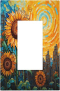 Abstract Sunflower Graffiti Floral Paint Art Flower Decorative Outlet Covers 1 Gang Single Rocker Wall Plates Gfci Faceplate Light Switch Cover Plate for Bedroom Living Room Decor