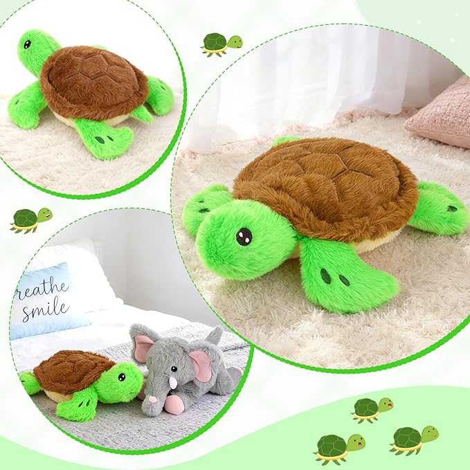 Turtle Stuffed Animals, Small Weighted Plushies Soft Sea Turtle Plush Toy, Cute Plushies Huggable Birthday Gift for Kids Boys Girls,10inch 0.8lbs