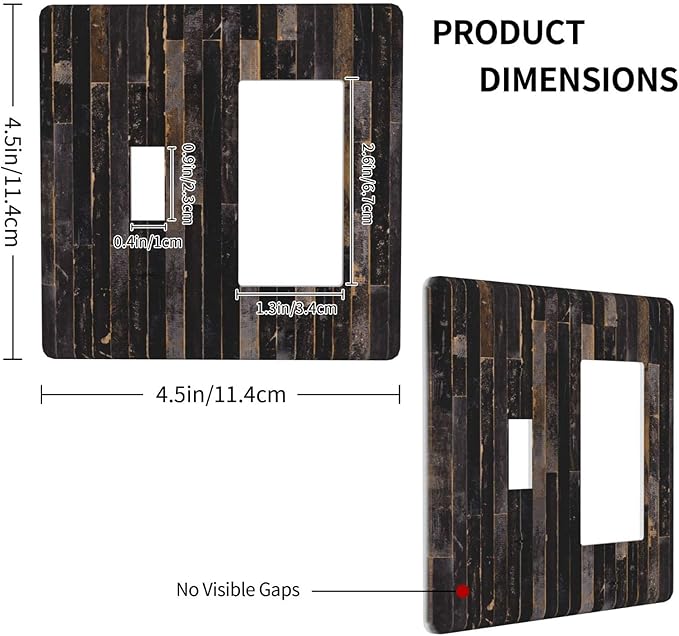 Decorative Switch Plate Covers Black Farmhouse Wood Board 2 Gang 1 Gang Single Toggle Rocker Device Combination Light Switch Cover Western Country Lodge Wall Plate Electrical Faceplate