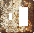 Outlet Covers Vintage Metal Rust Texture Peeling Paint 1 Toggle 1 Rocker Combination Decorative Wall Plate Electrical Switch Plates Light Switch Cover Plate For Farmhouse Cabin Decor