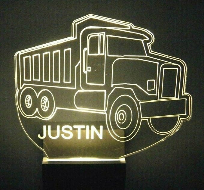 Night Light Multi Color Personalized LED Plug-in, Ultra-Slim Touch Night Light Smart Dusk to Dawn Sensor, Kids Children's Bedroom Kitchen Bathroom Hallway Play Room Variations (Dump Truck Paving)