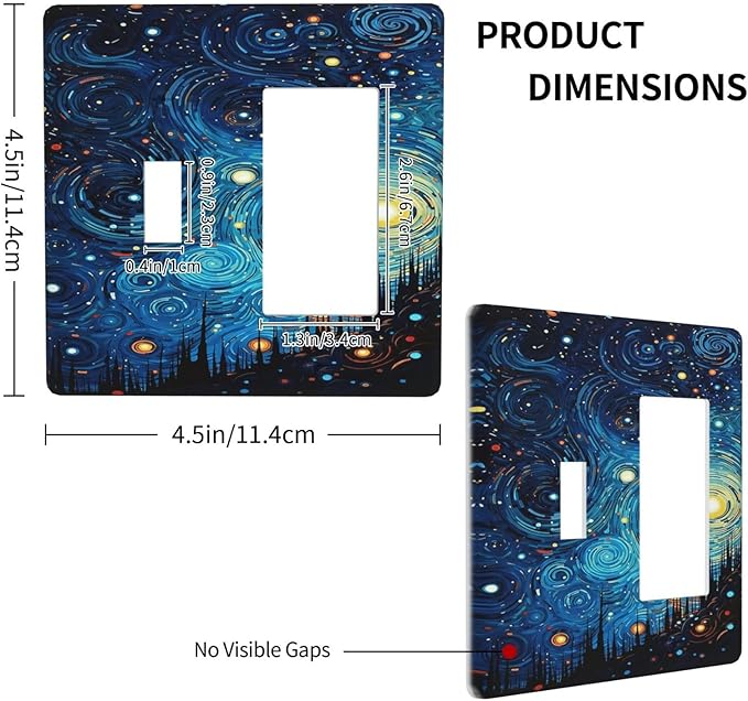Outlet Covers Abstract Starry Night Style 1 Toggle 1 Rocker Combo Light Switch Cover Plate Decorative Switch Plate Covers Electrical Wall Plate for Home living Room Decor