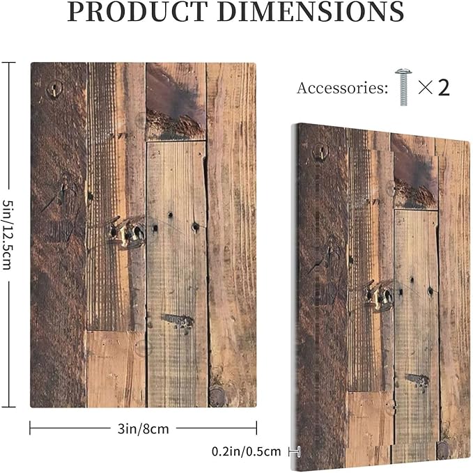 Rustic Brown Wood Plank Vintage Country Wooden Board Light Switch Cover Plate 1 Gang No Device Blank Electrical Wall Plates Faceplate Decorative Switch Plate for Farmhouse Home Decor