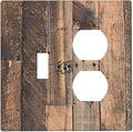 Rustic Brown Wood Plank Vintage Country Wooden Board Wallplates 1 Toggle 1 Duplex Switch Plate Electrical GFCI Faceplate Decorative Light Switch Covers for Farmhouse Home Decor