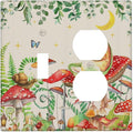 Wallplates Boho Mushrooms Frogs Butterflies Flowers Moon Stars 1 Toggle 1 Duplex Switch Plate Electrical GFCI Faceplate Decorative Light Switch Covers for Kids room Bedroom Decor