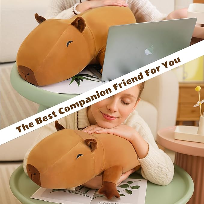 Finebee Weighted Capybara Stuffed Animals, Cute Weighted Capybara Plush, Soft Stuffed Weighted Plushie Pillow Gifts for Girls Boys(13.8" 1.6Lbs)
