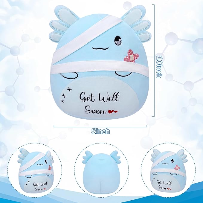 Get Well Soon Plush Axolotl - Salamander Plush Get Well Gift Cute Axolotl Stuffed Animal, Ideal Get Well Stuffed Animal Present for Speedy Recovery Kids, 10 Inch
