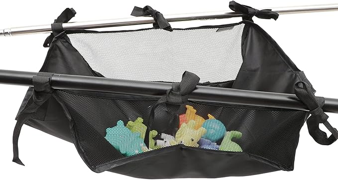 Kisangel Baby Stroller Storage Bag, Baby Stroller Organizer, Oxford Cloth Mesh Bag Pram Bottom Wagon Basket for Nappy Shopping, 13X13X6 Inches