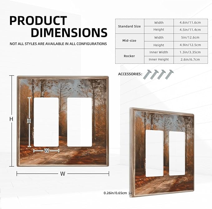 Decorative Art Light Switch Covers Maple Path 2 Gang Dual Rocker Outlet Switch plate Faceplate GFCI for Home Decor