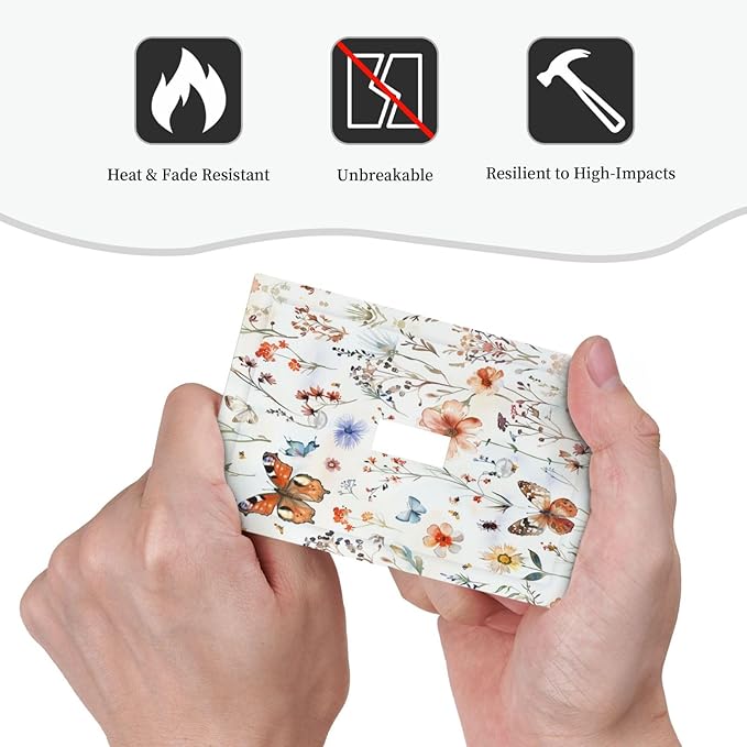 Decorative Light Switch Cover Butterfly Floral Boho Multicolor Flower Leave 1 Gang Single Toggle Device Electrical Faceplate Switchplates Decorator Outlet Wall Plate for Bed Room