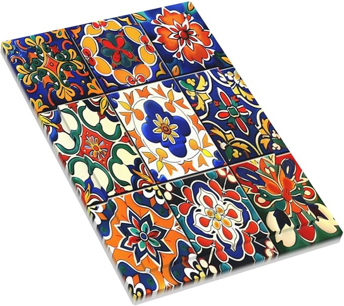 Light Switch Cover Plate Colorful Mexican Talavera Vintage Boho Floral 1 Gang No Device Blank Electrical Wall Plates Faceplate Decorative Switch Plate For Farmhouse Cabin Decor