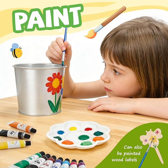Paint & Plant Flower Growing Kit for Kids - Easter Gifts for Kids Gardening Set with 4 Pots - Unique Birthday, Crafts & Arts, Gardening Gifts for Girls & Boys, Ages 5, 6, 7, 8-12 Years Old