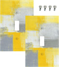 Outlet Covers Retro Modern Gray Yellow Ombre Abstract Art 1 Gang Duplex Light Switch Cover Plate Decorative Wall Plates Electrical Switchplate Receptacle for Bathroom Bedroom Decor（2 Pack）