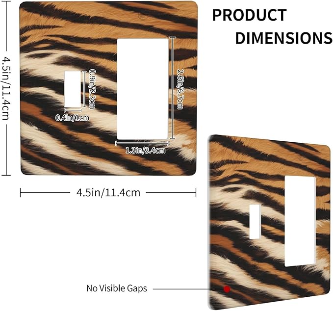 Tiger Texture Wild Animal Skin Pattern Print Outlet Covers 1 Toggle 1 Rocker Combination Decorative Wall Plate Electrical Switch Plates Light Switch Cover Plate for Kids Room Office Decor