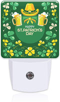 Happy St. Patrick's Day Night Light for Kids,Green Shamrock Leprechaun and Rainbow Night Light Plug in with Dusk to Dawn Sensor, 0.5w Energy Saving Sleep Friendly Nightlight for Kitchen Bedroom
