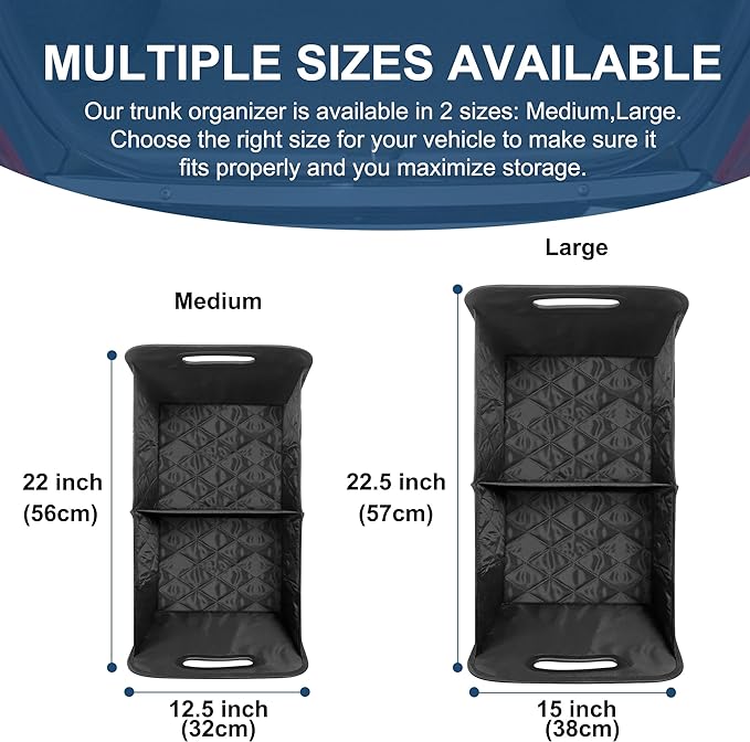 Deosk Car Trunk Organizer and Storage with 6 Big Pockets, Waterproof Polyester Trunk Organizer for SUV, Minivan, Truck (Large, Black)