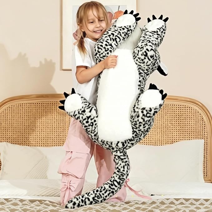 MaoGoLan Giant Realistic Snow Leopard Stuffed Animal – 47” Soft & Fluffy Cheetah Plush Toy, Large Jaguar Plush Pillow Stuffy, Valentines Birthday Gifts for Kids Girls Boys, Baby Shower Party Decor
