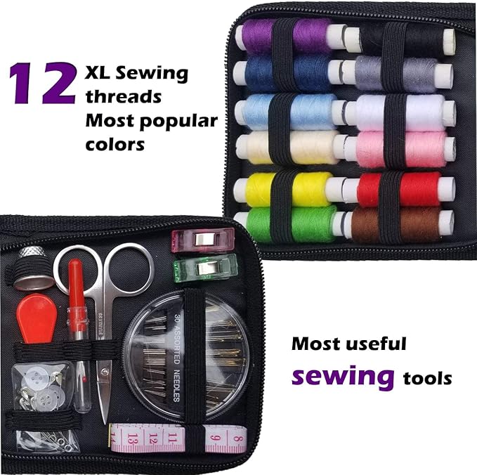 ARTIKA Travel Sewing Kit, 59-Piece Portable Kit for Travel, Includes Scissors, Thread, Tape Measure - Sewing Accessories and Supplies