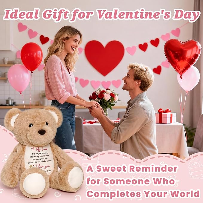 to My Love Teddy Bear for Valentines Day, I Love You Gift for Her, Wife, Girlfriend, Anniversary Engagement Proposal Wedding Valentines Gifts for Women, Valentines Day Gift Ideas 15"