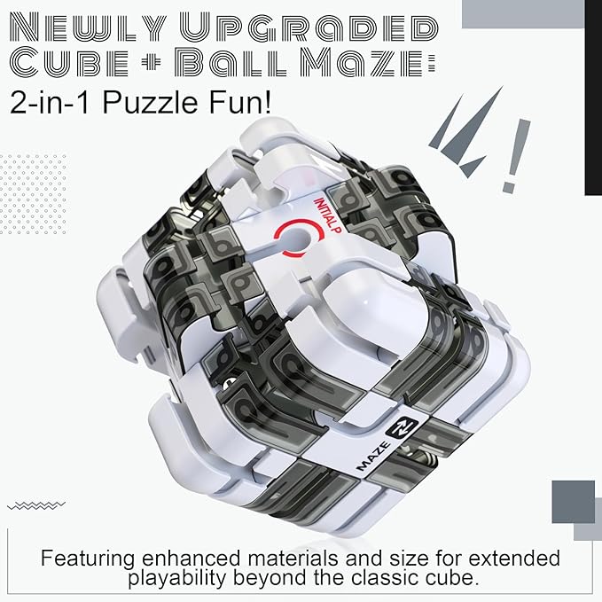 1 Sets Large Labyrinth 3D Maze Cube Puzzle Maze Game Gravity 3D Puzzle Cube Brain Teaser Ball Games for Kids Education Sensory Toys Gift for Adults (Classical,White)