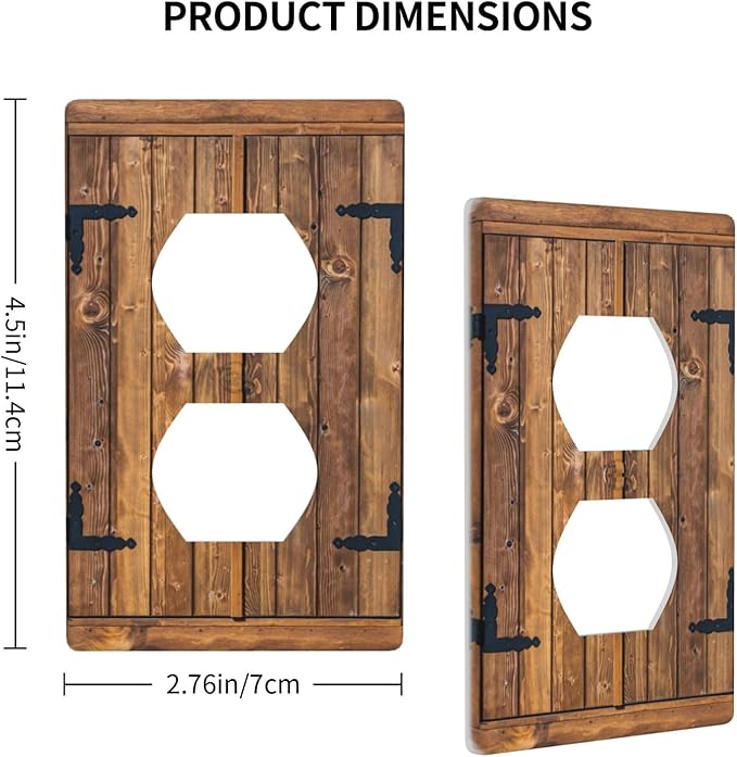 Printed Faux Wood Design Duplex Outlet Cover, 1-Gang Standard Wall Plate, Flat Surface Printing, Polycarbonate Decorative Receptacle Cover