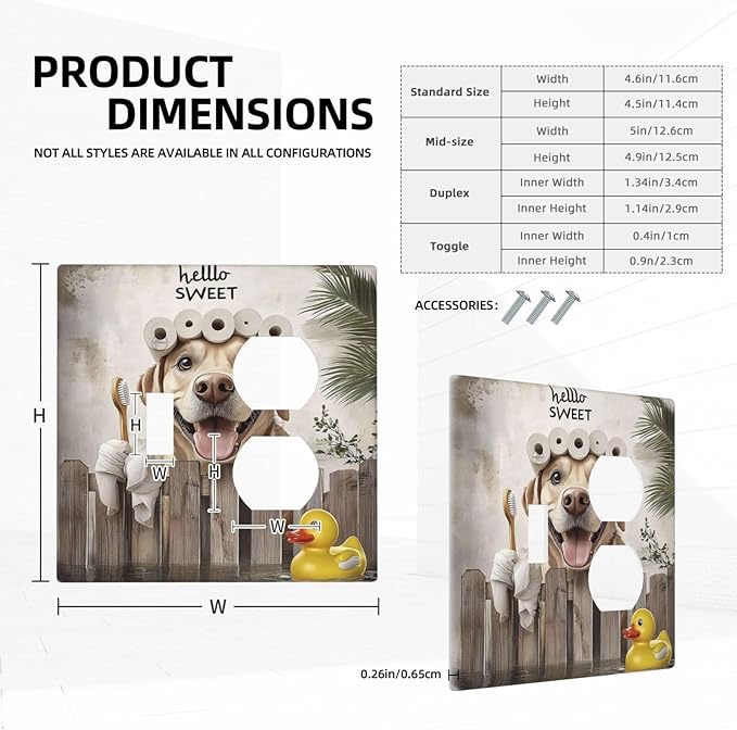 Funny Dog Rustic Farmhouse Wooden Fence Labrador Wallplates 1 Toggle 1 Duplex Switch Plate Electrical Gfci Faceplate Decorative Light Switch Covers For Kids Room Bathroom Decor