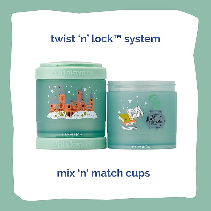 Whiskware Harry Potter Stackable Snack Containers for Babies, Kids, and Toddlers, 3 Stackable Snack Cups for School or Travel, Formula and Cupholder Friendly, Hogwarts