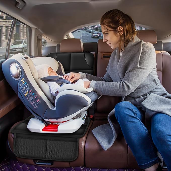 Meolsaek Kick Mats Back Seat Protector, Waterproof Oxford Seat Back Protector, Car Seat Back Protector for Kids, Back of Seat Protector for Kids Feet Car Seat (Black D -2 Set)