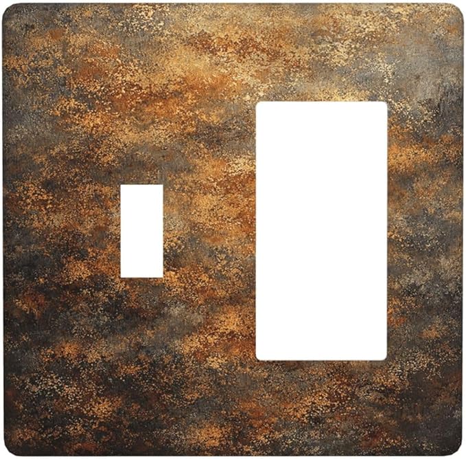 Decorative Outlet Covers Vintage Rust Pattern in Brown gold 2 Gang Light Switch Cover Plate Single Toggle 1 Rocker Wall Plates for Electrical Outlets Switch Plate Covers for Bedroom Decor